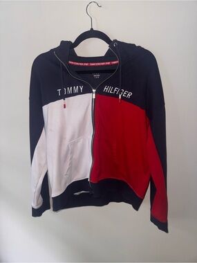 Tommy Hilfiger Colorblock Zip Hoodie and Sweatpants Set - Navy, White & Red